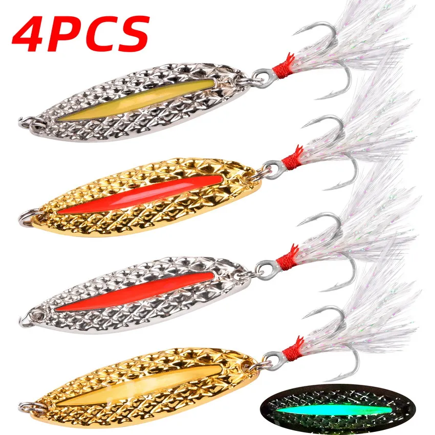 Fishing Lure Spinnerbait - 4pcs Luminous Metal Fishing Lure Spoon